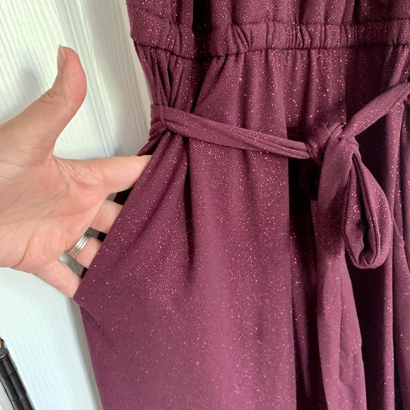 Michael Kors Burgundy Sparkle Jumpsuit, Sz M - Picture 6 of 16